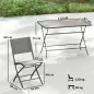 Conjunto de Mesa y Sillas Jardín de 5 Piezas Muebles de Jardín Exterior con 4 Sillas Plegables y Mesa Plegable Gris