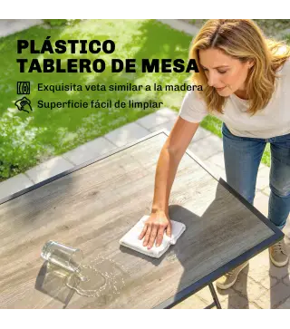 Conjunto de Mesa y Sillas Jardín de 5 Piezas Muebles de Jardín Exterior con 4 Sillas Plegables y Mesa Plegable Gris