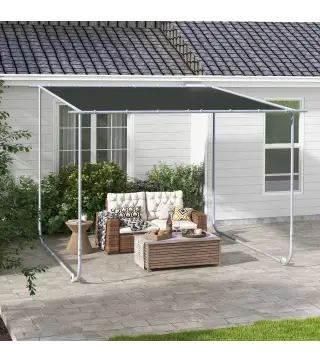 Cenador de Jardín 3x3 m con Ruedas Protección UV 30+ Impermeable Sacos de Arena y Marco de Acero Gris Oscuro