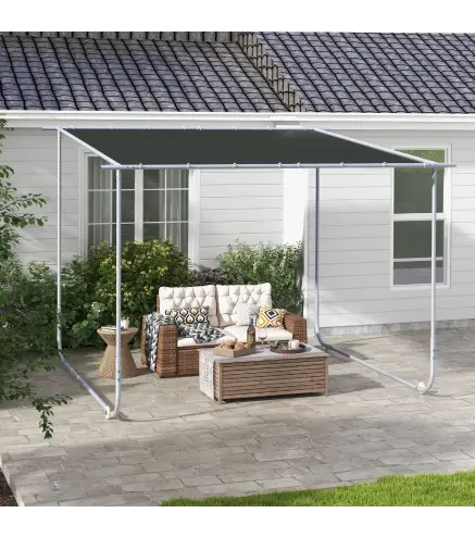 Cenador de Jardín 3x3 m con Ruedas Protección UV 30+ Impermeable Sacos de Arena y Marco de Acero Gris Oscuro