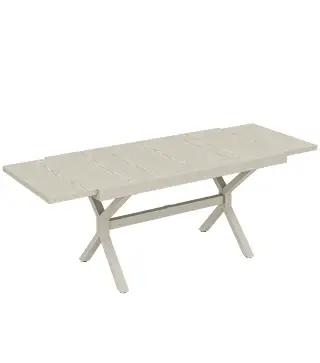Mesa de Comedor Exterior Extensible 154/214 cm para 8-10 Personas de Aluminio Acero con Tapa Imitación Madera Gris