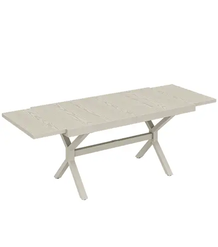 Mesa de Comedor Exterior Extensible 154/214 cm para 8-10 Personas de Aluminio Acero con Tapa Imitación Madera Gris