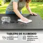 Mesa de Comedor Exterior Extensible 154/214 cm para 8-10 Personas de Aluminio Acero con Tapa Imitación Madera Gris