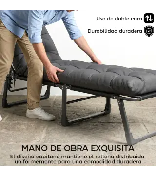 Juego de 2 Cojines para Tumbonas 180x55 cm Cojines para Sillas de Jardín Gruesas UPF30+ con 4 Cintas Gris Oscuro