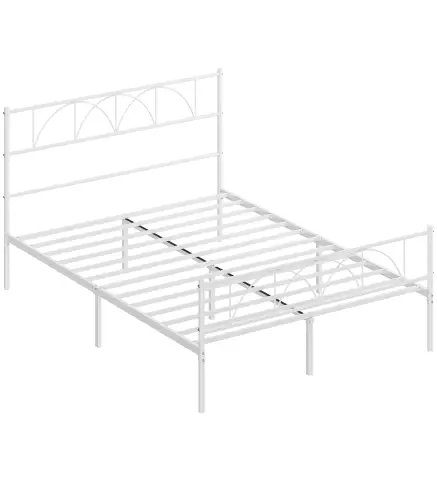 Estructura de Cama 140x190 cm con Cabecero Soporte de Listones de Acero Almacenamiento Bajo la Cama
