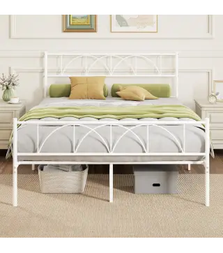Estructura de Cama 140x190 cm con Cabecero Soporte de Listones de Acero Almacenamiento Bajo la Cama