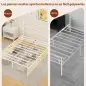 Estructura de Cama 140x190 cm con Cabecero Soporte de Listones de Acero Almacenamiento Bajo la Cama