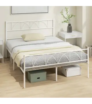 Estructura de Cama 140x190 cm con Cabecero Soporte de Listones de Acero Almacenamiento Bajo la Cama