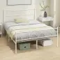 Estructura de Cama 140x190 cm con Cabecero Soporte de Listones de Acero Almacenamiento Bajo la Cama