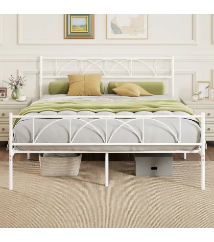 Estructura de Cama 160x200 cm con Cabecero Soporte de Listones de Acero Almacenamiento Bajo la Cama