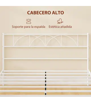Estructura de Cama 160x200 cm con Cabecero Soporte de Listones de Acero Almacenamiento Bajo la Cama