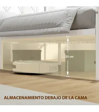 Estructura de Cama 160x200 cm con Cabecero Soporte de Listones de Acero Almacenamiento Bajo la Cama