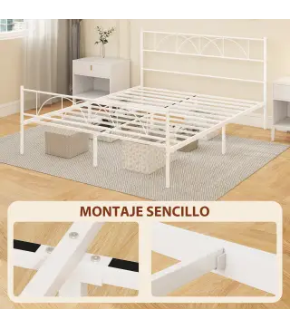 Estructura de Cama 160x200 cm con Cabecero Soporte de Listones de Acero Almacenamiento Bajo la Cama