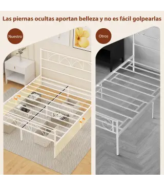 Estructura de Cama 160x200 cm con Cabecero Soporte de Listones de Acero Almacenamiento Bajo la Cama