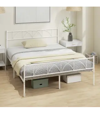Estructura de Cama 160x200 cm con Cabecero Soporte de Listones de Acero Almacenamiento Bajo la Cama