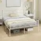 Estructura de Cama 160x200 cm con Cabecero Soporte de Listones de Acero Almacenamiento Bajo la Cama
