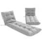 Juego de 2 Cojines para Tumbonas 180x55 cm Cojines para Sillas de Jardín Gruesas UPF30+ con 4 Cintas Gris Claro