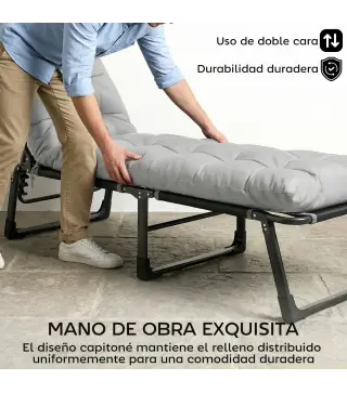 Juego de 2 Cojines para Tumbonas 180x55 cm Cojines para Sillas de Jardín Gruesas UPF30+ con 4 Cintas Gris Claro