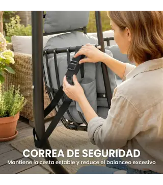 Silla Colgante Huevo con Soporte Cesta Plegable Reposacabezas Cojín Bolsillo Lateral Carga 120 kg Gris Oscuro