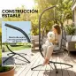 Silla Colgante Huevo con Soporte Cesta Plegable Reposacabezas Cojín Bolsillo Lateral Carga 120 kg Gris Oscuro
