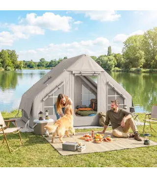 Tienda de Campaña Inflable con Apertura de Chimenea y Claraboya Bomba Bolsa UPF30+ para 4 Estaciones Impermeable 5000+
