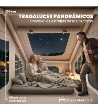 Tienda de Campaña Inflable con Apertura de Chimenea y Claraboya Bomba Bolsa UPF30+ para 4 Estaciones Impermeable 5000+