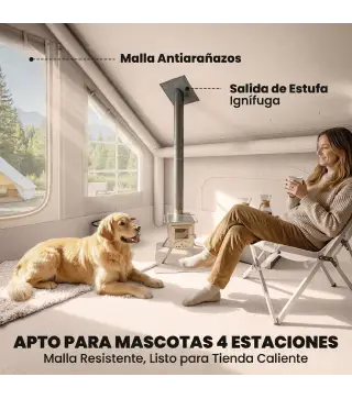 Tienda de Campaña Inflable con Apertura de Chimenea y Claraboya Bomba Bolsa UPF30+ para 4 Estaciones Impermeable 5000+