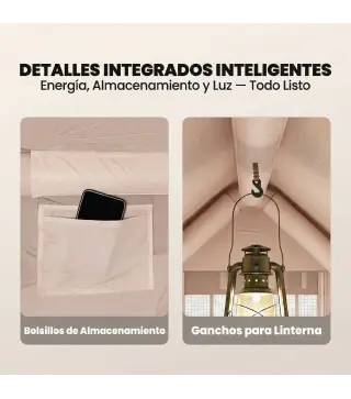 Tienda de Campaña Inflable con Apertura de Chimenea y Claraboya Bomba Bolsa UPF30+ para 4 Estaciones Impermeable 5000+