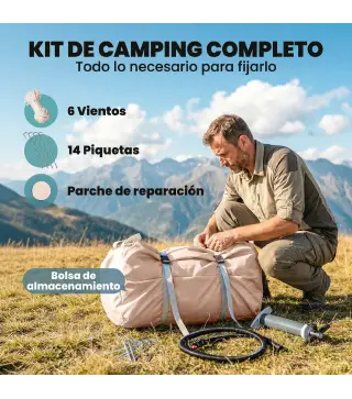 Tienda de Campaña Inflable con Apertura de Chimenea y Claraboya Bomba Bolsa UPF30+ para 4 Estaciones Impermeable 5000+