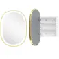 Armario de Baño con Espejo y Luces LED de 3 Colores Armario de Pared Ovalado con Función Memoria y Antivaho Dorado