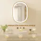 Armario de Baño con Espejo y Luces LED de 3 Colores Armario de Pared Ovalado con Función Memoria y Antivaho Dorado