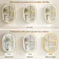 Armario de Baño con Espejo y Luces LED de 3 Colores Armario de Pared Ovalado con Función Memoria y Antivaho Dorado
