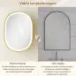 Armario de Baño con Espejo y Luces LED de 3 Colores Armario de Pared Ovalado con Función Memoria y Antivaho Dorado
