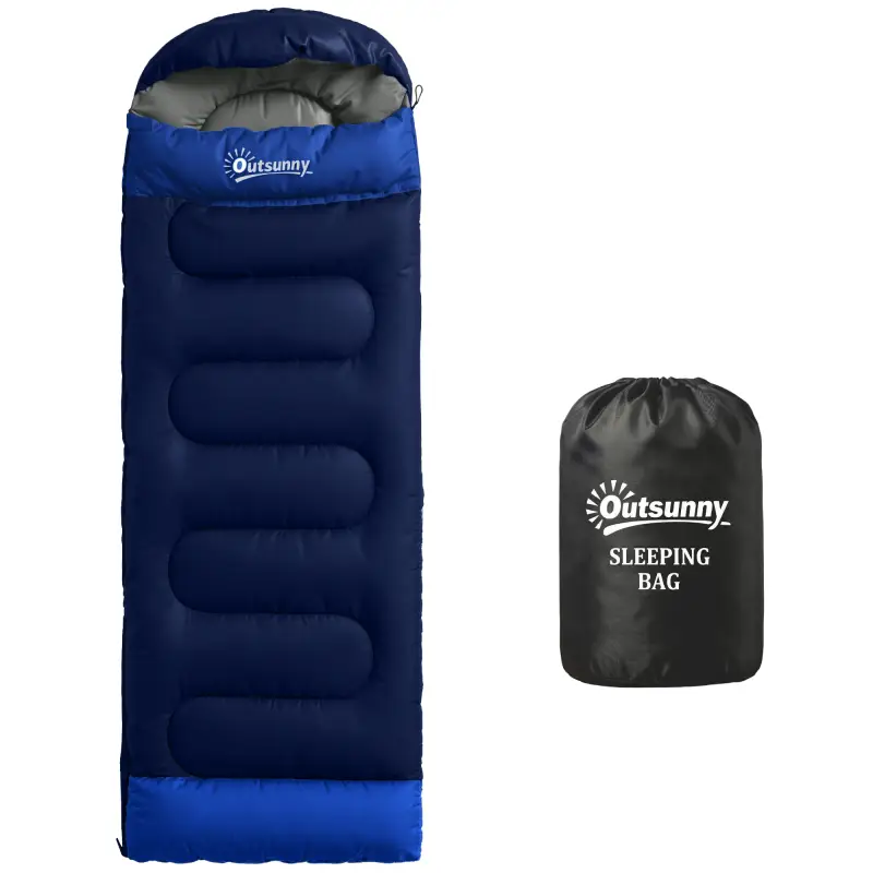 Saco de Dormir Adulto Ligero y Compacto para 3 Estaciones Impermeable Portátil Tamaño Pequeño para Acampar Azul Marino