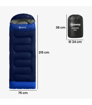 Saco de Dormir Adulto Ligero y Compacto para 3 Estaciones Impermeable Portátil Tamaño Pequeño para Acampar Azul Marino