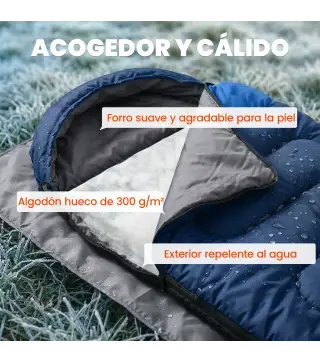 Saco de Dormir Adulto Ligero y Compacto para 3 Estaciones Impermeable Portátil Tamaño Pequeño para Acampar Azul Marino