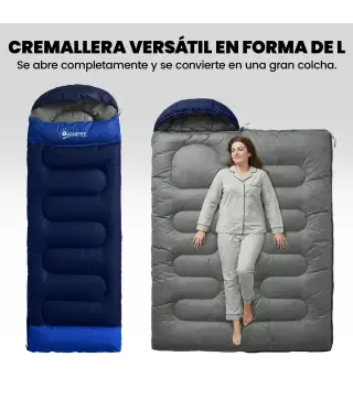 Saco de Dormir Adulto Ligero y Compacto para 3 Estaciones Impermeable Portátil Tamaño Pequeño para Acampar Azul Marino