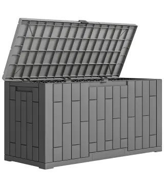 Arcón Exterior Capacidad 227L Baúl de Almacenaje Exterior Resistente al Agua y a los Rayos UV con Cerradura Gris