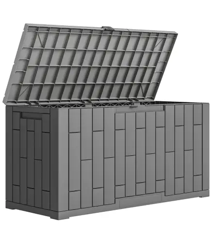 Arcón Exterior Capacidad 227L Baúl de Almacenaje Exterior Resistente al Agua y a los Rayos UV con Cerradura Gris