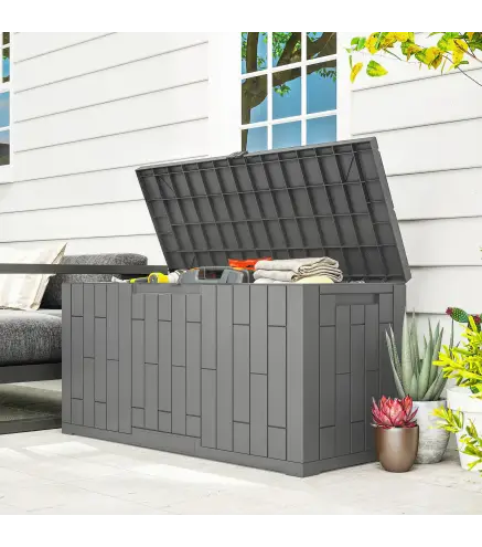 Arcón Exterior Capacidad 227L Baúl de Almacenaje Exterior Resistente al Agua y a los Rayos UV con Cerradura Gris