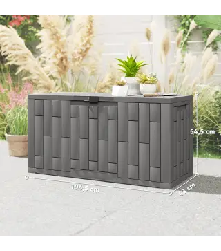 Arcón Exterior Capacidad 227L Baúl de Almacenaje Exterior Resistente al Agua y a los Rayos UV con Cerradura Gris