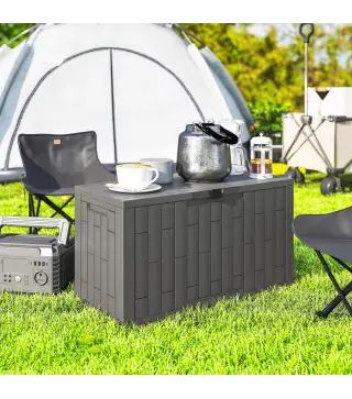 Arcón Exterior Capacidad 227L Baúl de Almacenaje Exterior Resistente al Agua y a los Rayos UV con Cerradura Gris