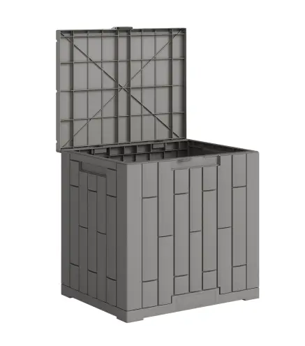 Arcón Exterior Capacidad 114L Baúl de Almacenaje Exterior Resistente al Agua y a los Rayos UV con Cerradura Gris