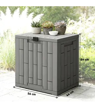 Arcón Exterior Capacidad 114L Baúl de Almacenaje Exterior Resistente al Agua y a los Rayos UV con Cerradura Gris