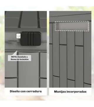 Arcón Exterior Capacidad 114L Baúl de Almacenaje Exterior Resistente al Agua y a los Rayos UV con Cerradura Gris