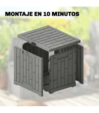 Arcón Exterior Capacidad 114L Baúl de Almacenaje Exterior Resistente al Agua y a los Rayos UV con Cerradura Gris