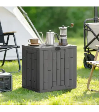 Arcón Exterior Capacidad 114L Baúl de Almacenaje Exterior Resistente al Agua y a los Rayos UV con Cerradura Gris