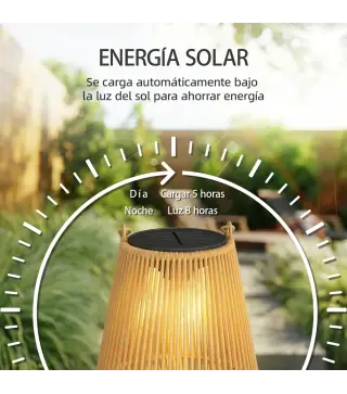 Set de 2 Farolas Solares Exterior Linternas Jardín de Ratán Colgantes con Encendido y Apagado Automático IP44 Marrón