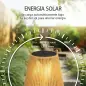 Set de 2 Farolas Solares Exterior Linternas Jardín de Ratán Colgantes con Encendido y Apagado Automático IP44 Marrón