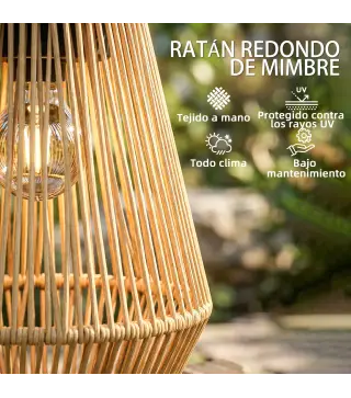 Set de 2 Farolas Solares Exterior Linternas Jardín de Ratán Colgantes con Encendido y Apagado Automático IP44 Marrón